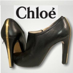 Chloe Black Soft Leather Ankle Booties Size 37.5